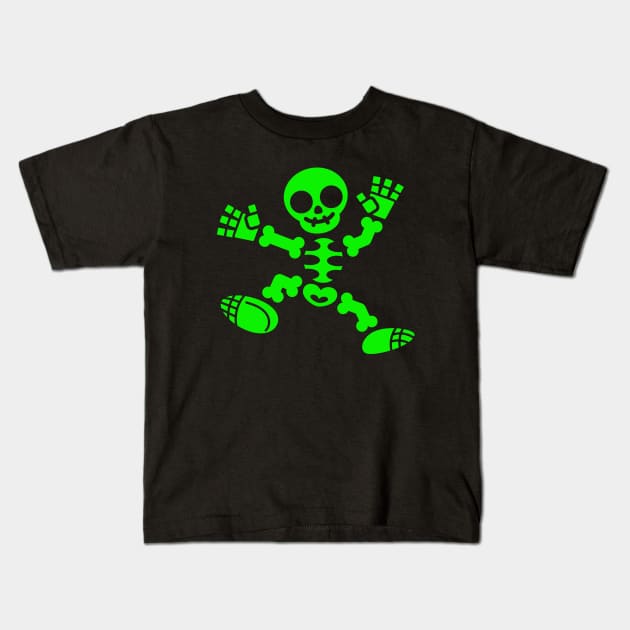 Skeleton Jig - Green Edition Kids T-Shirt by JPenfieldDesigns